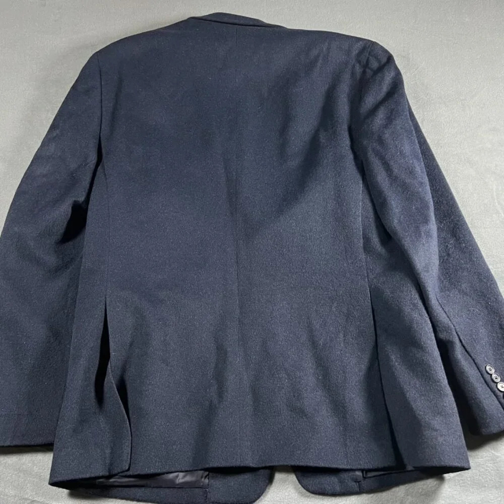 Jos A Bank Tailored Fit Traveler Collection Camel Hair Navy Blazer Jacket 44L - Picture 5 of 6
